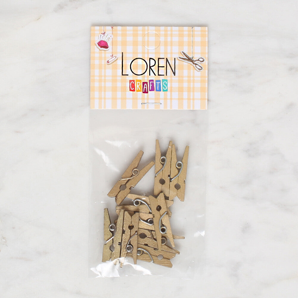 Loren Crafts 10 Pcs Mini Pegs, Gold
