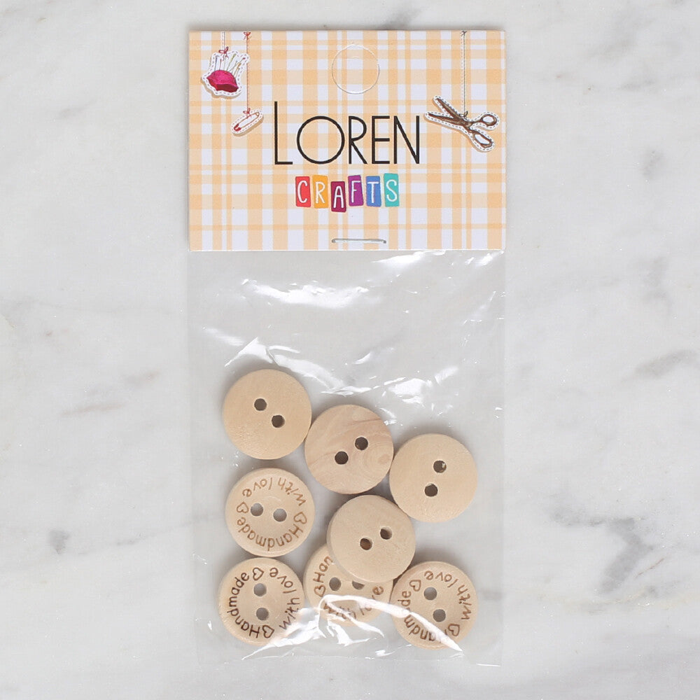 Loren Crafts Wooden "Hand made" Button in 8