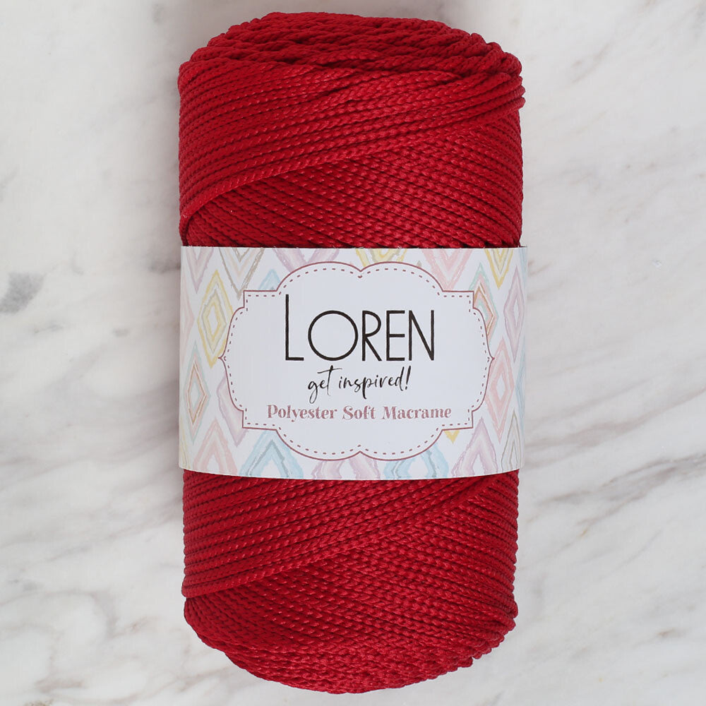 Loren Polyester Soft Macrame Yarn, Dark Red - LM020