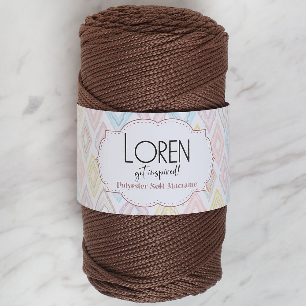 Loren Polyester Soft Macrame Yarn, Brown - LM032