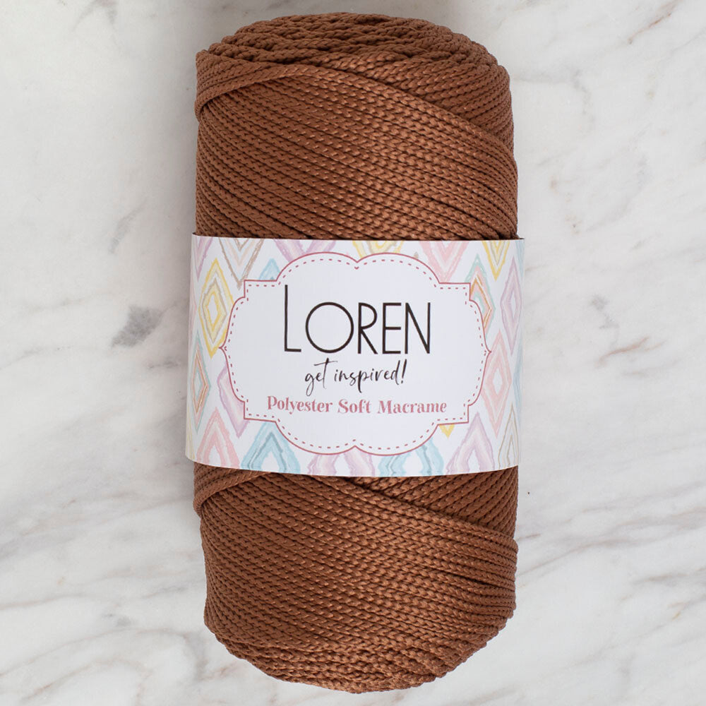 Loren Polyester Soft Macrame Yarn, Brown - LM033