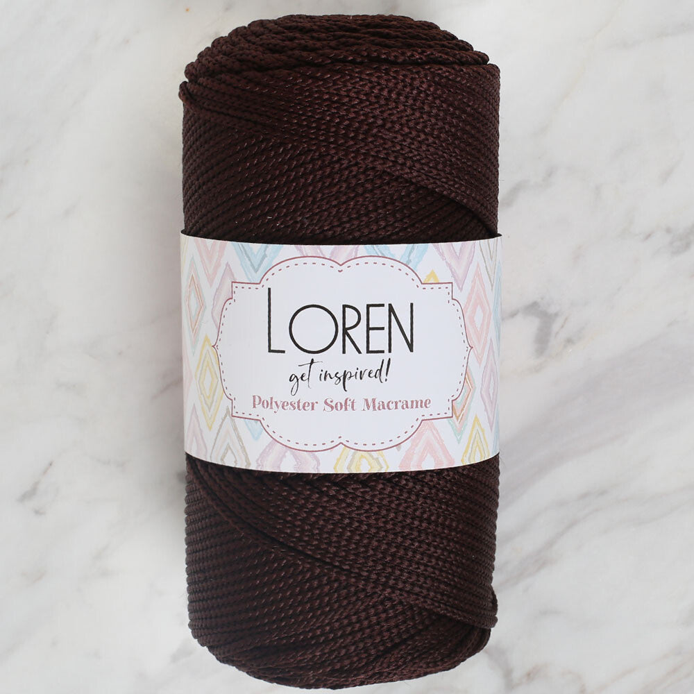 Loren Polyester Soft Macrame Yarn, Dark Brown - LM034