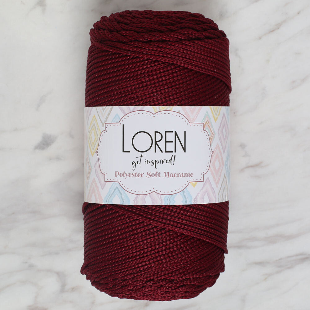 Loren Polyester Soft Macrame Yarn, Claret - LM039