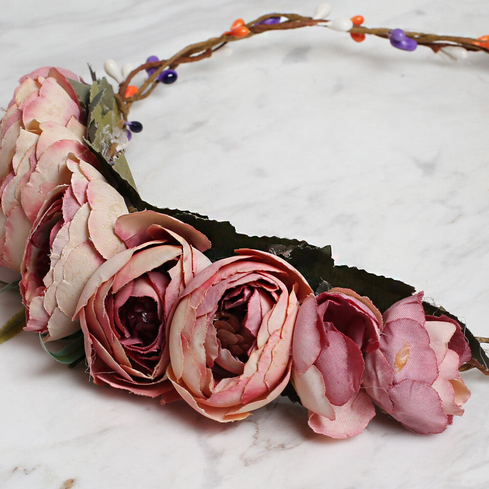 Loren Floral Circle Crown, Dusty Pink