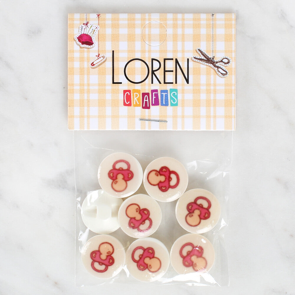 Loren Crafts 8 Pack Pacifier Patterned Button - 1005