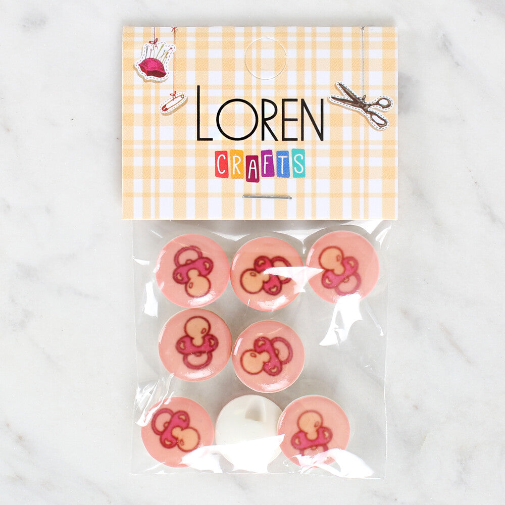 Loren Crafts 8 Pack Pacifier Patterned Button - 1006