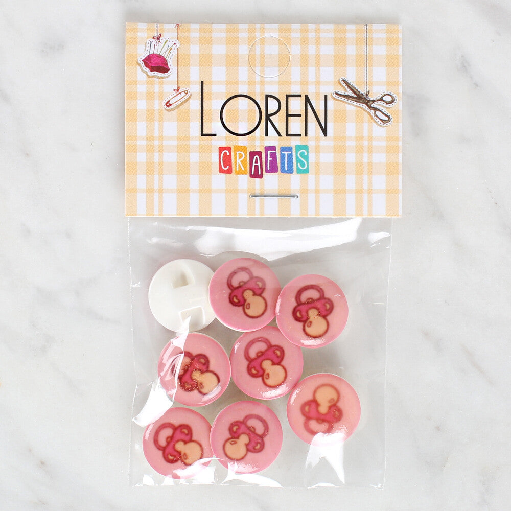 Loren Crafts 8 Pack Pacifier Patterned Button - 1007