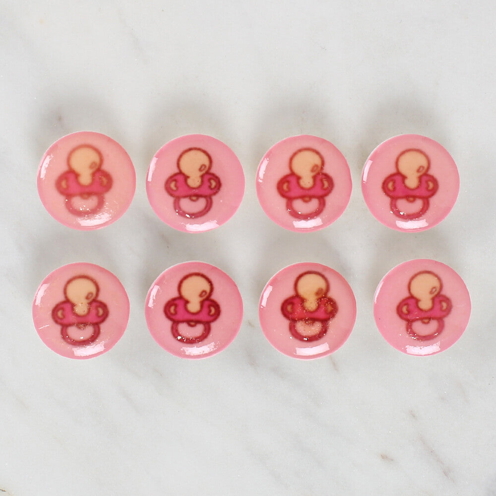 Loren Crafts 8 Pack Pacifier Patterned Button - 1007