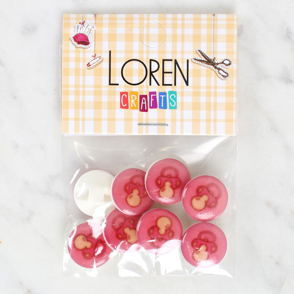 Loren Crafts 8 Pack Pacifier Patterned Button - 1008