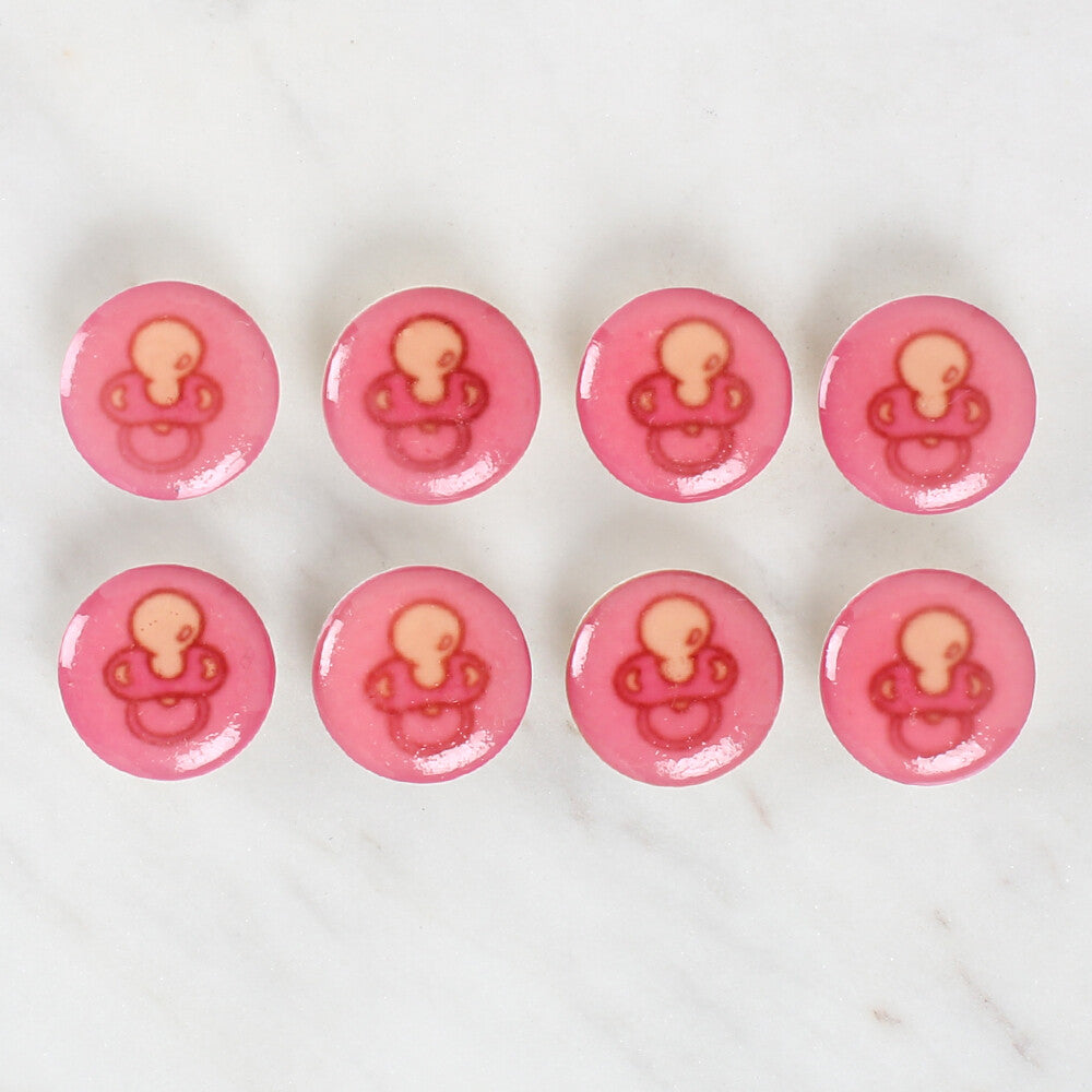 Loren Crafts 8 Pack Pacifier Patterned Button - 1008