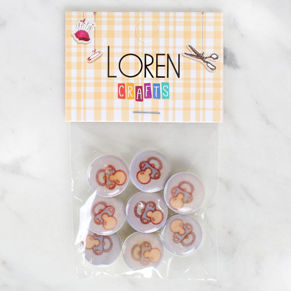 Loren Crafts 8 Pack Pacifier Patterned Button - 1009