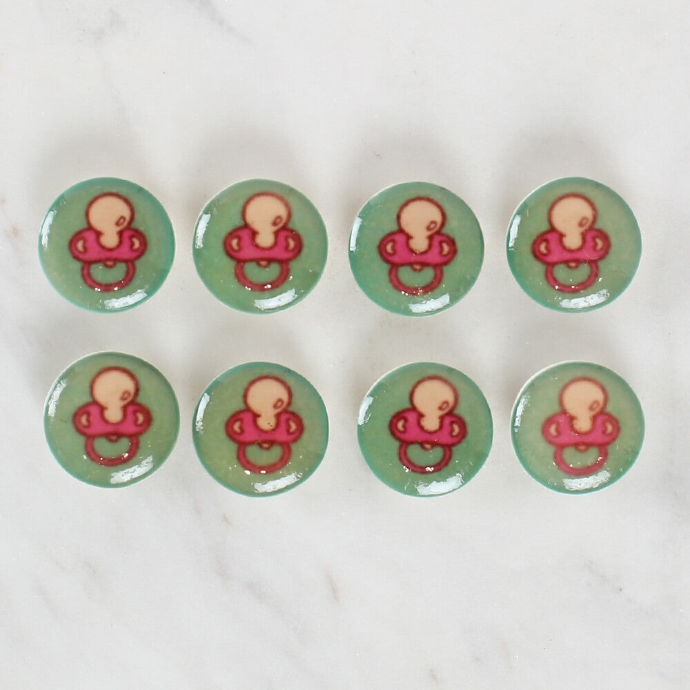 Loren Crafts 8 Pack Pacifier Patterned Button - 1014