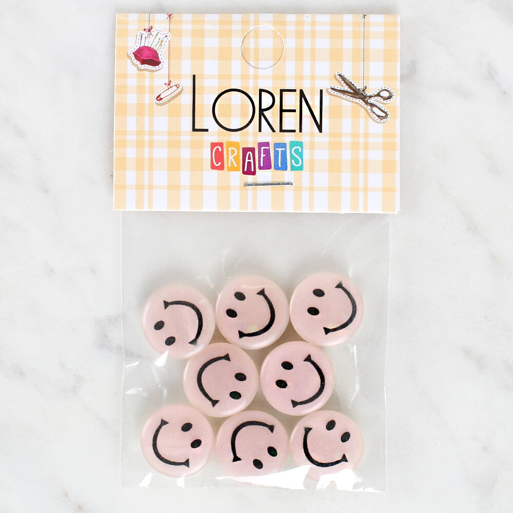 Loren Crafts 8 Pack Smiley Face Patterned Button - 1016