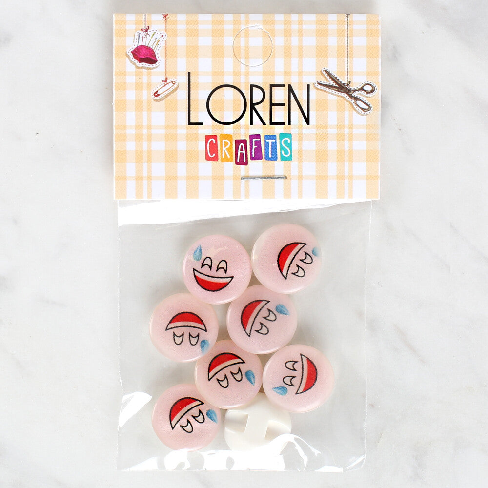 Loren Crafts 8 Pack Smiley Face Patterned Button - 1017