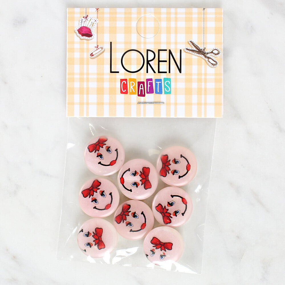 Loren Crafts 8 Pack Smiley Face Patterned Button - 1019