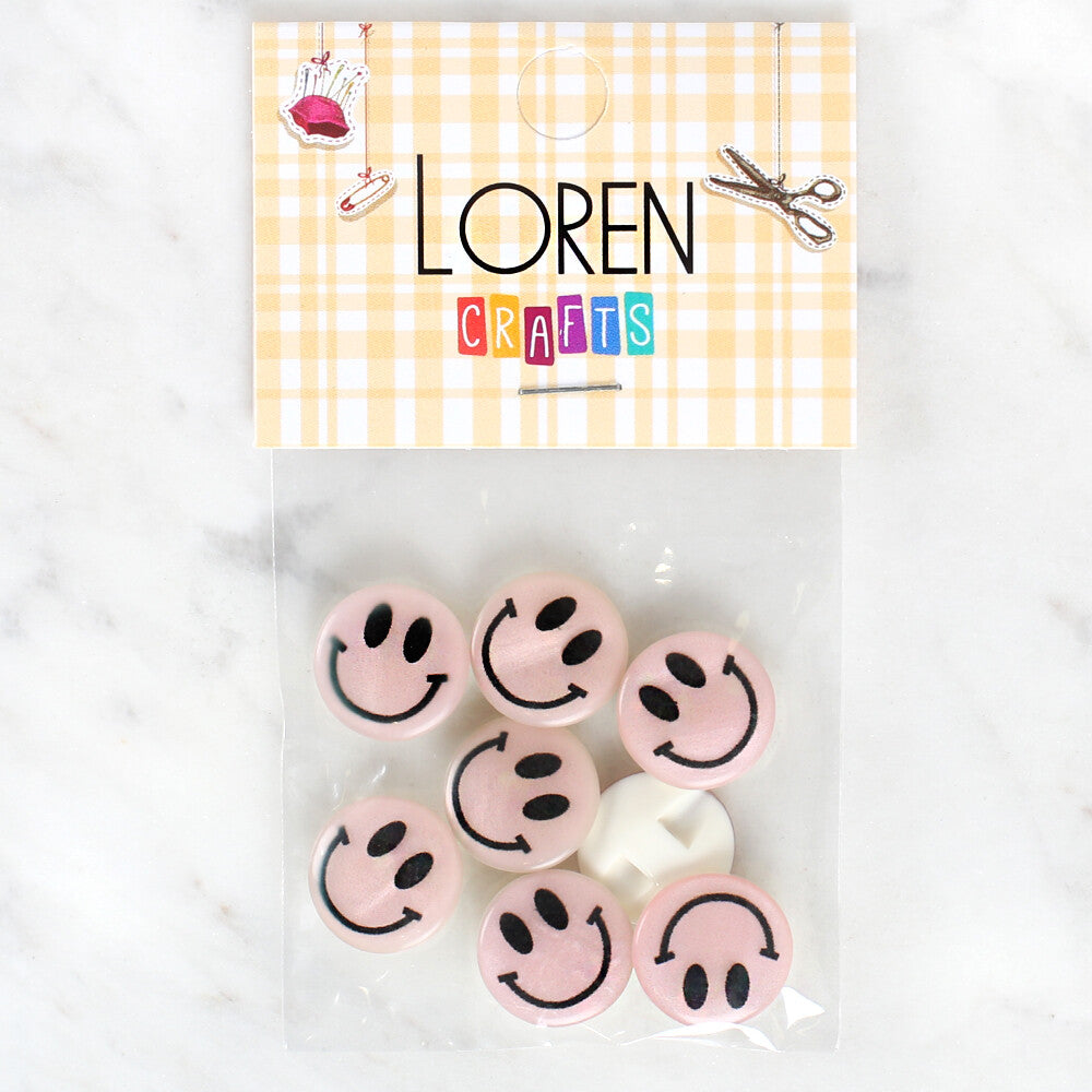 Loren Crafts 8 Pack Smiley Face Patterned Button - 1020