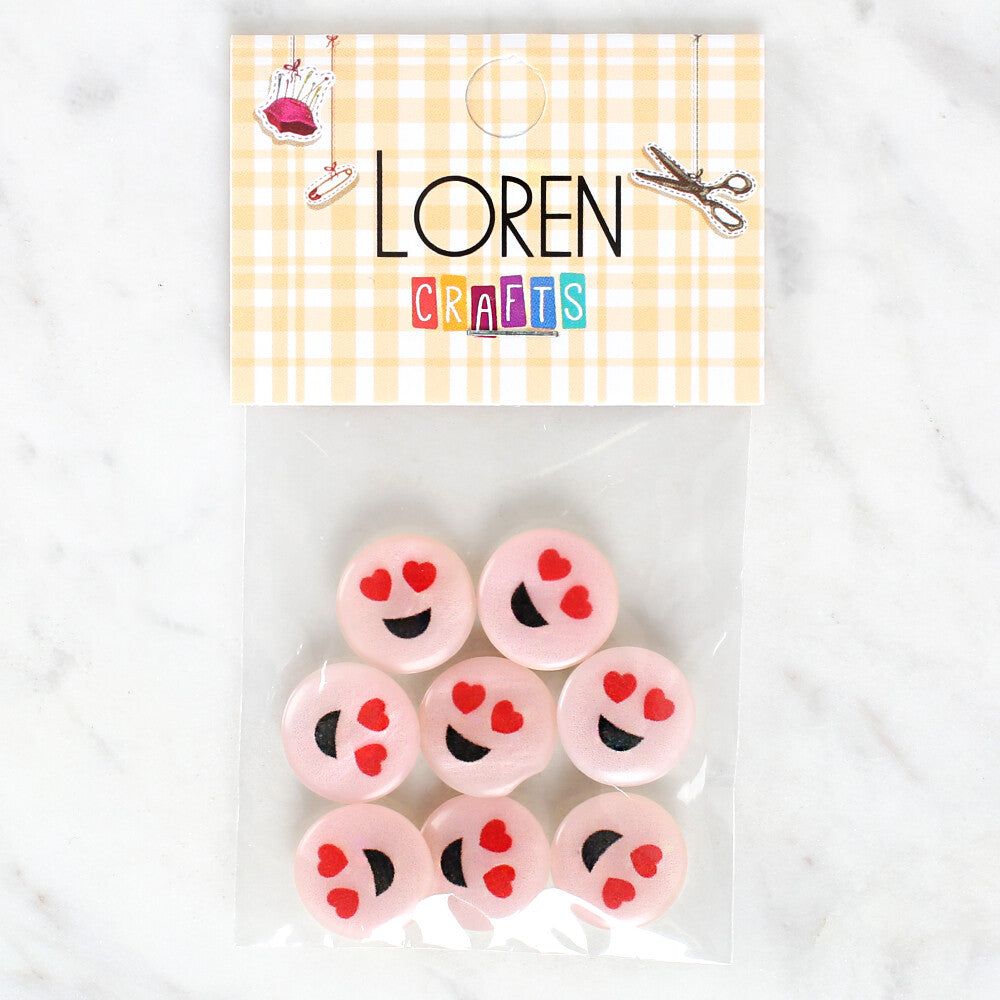 Loren Crafts 8 Pack Smiley Face Patterned Button - 1022