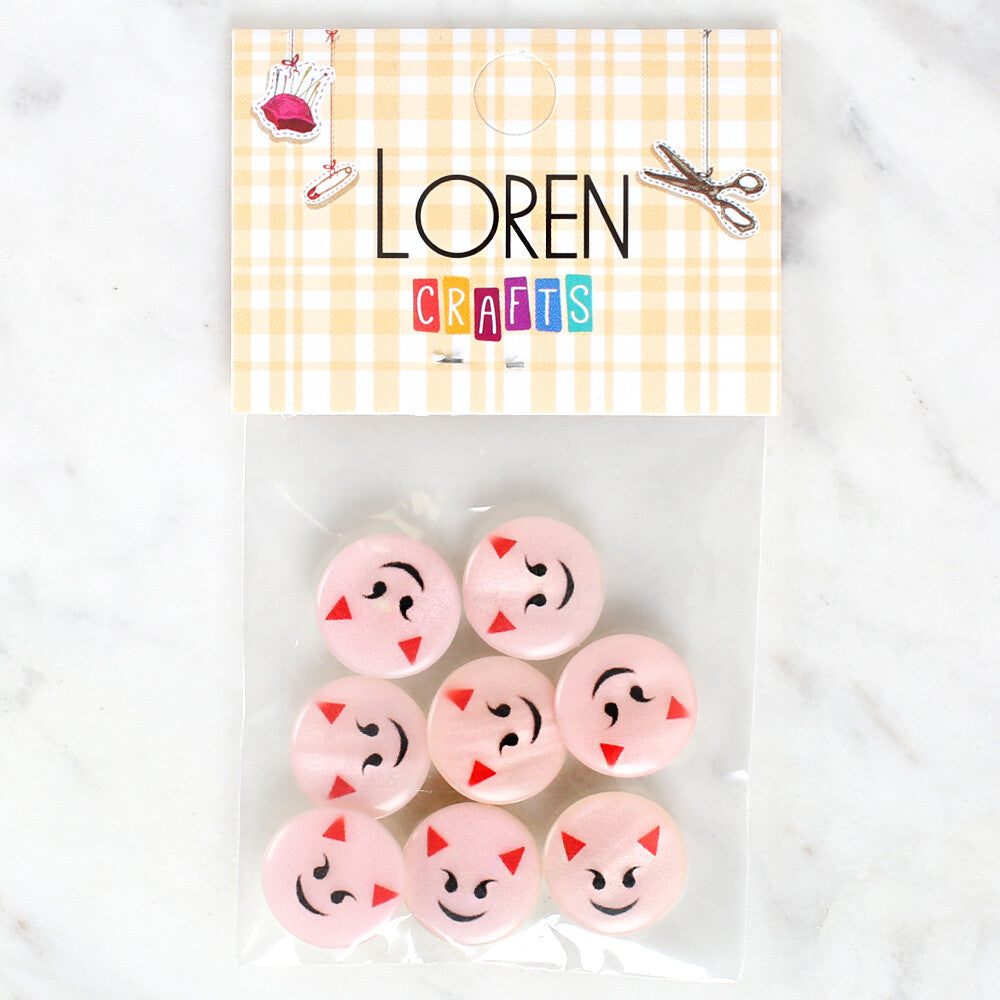 Loren Crafts 8 Pack Smiley Face Patterned Button - 1023