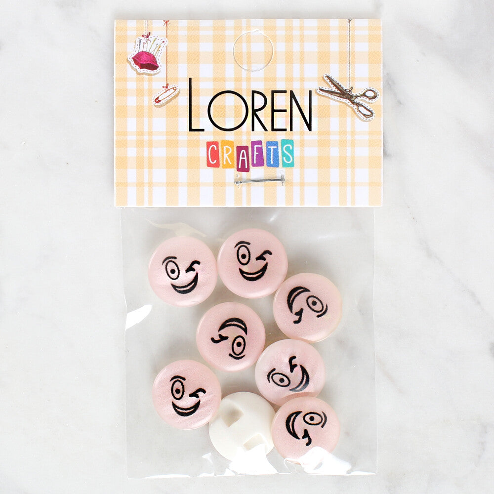 Loren Crafts 8 Pack Smiley Face Patterned Button - 1024