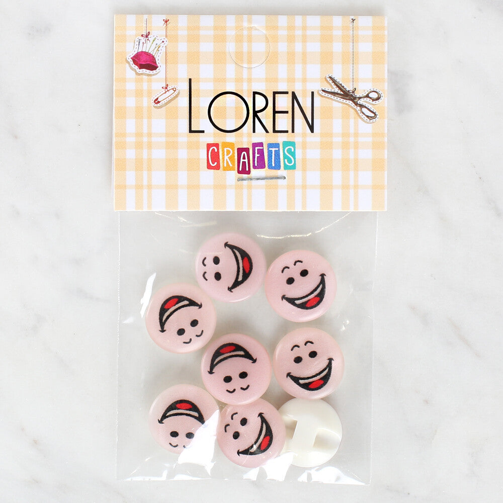 Loren Crafts 8 Pack Smiley Face Patterned Button - 1025