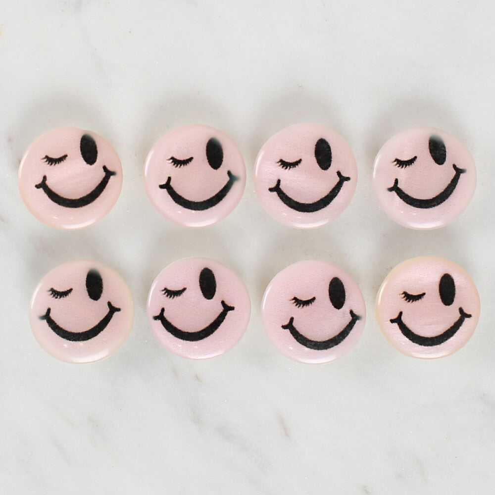 Loren Crafts 8 Pack Smiley Face Patterned Button - 1026