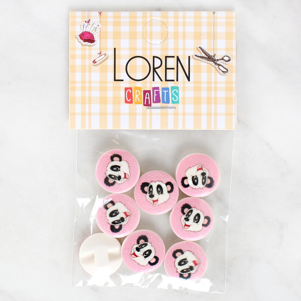 Loren Crafts 8 Pack Panda Patterned Button - 1030