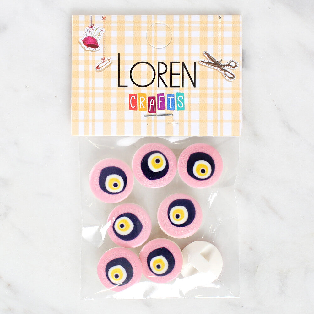 Loren Crafts 8 Pack Evil-Eye Patterned Button - 1034