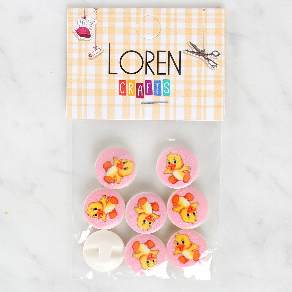 Loren Crafts 8 Pack Duck Patterned Button - 1036