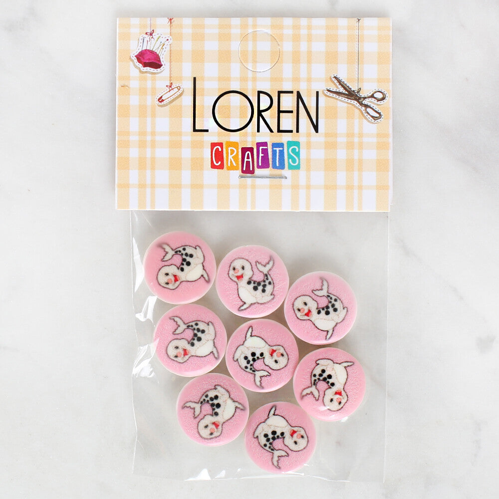 Loren Crafts 8 Pack Seal Patterned Button - 1037