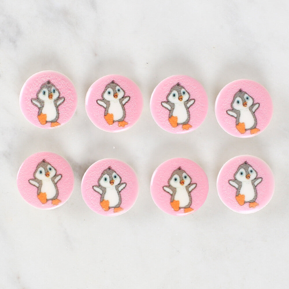 Loren Crafts 8 Pack Penguin Patterned Button - 1038