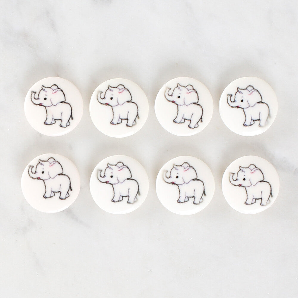 Loren Crafts 8 Pack Elephant Patterned Button - 1039