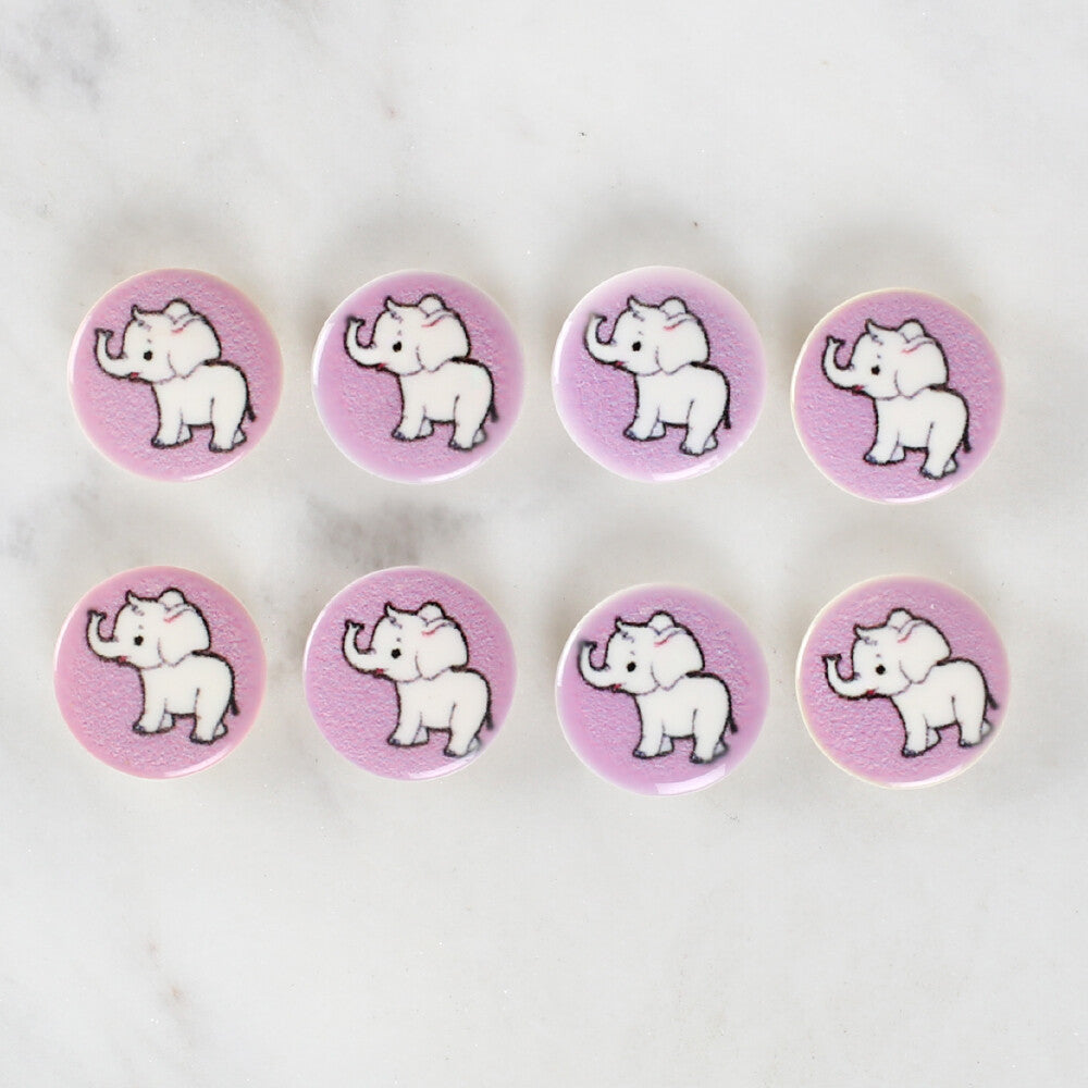 Loren Crafts 8 Pack Elephant Patterned Button - 1040