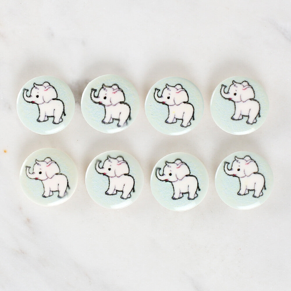 Loren Crafts 8 Pack Elephant Patterned Button - 1046