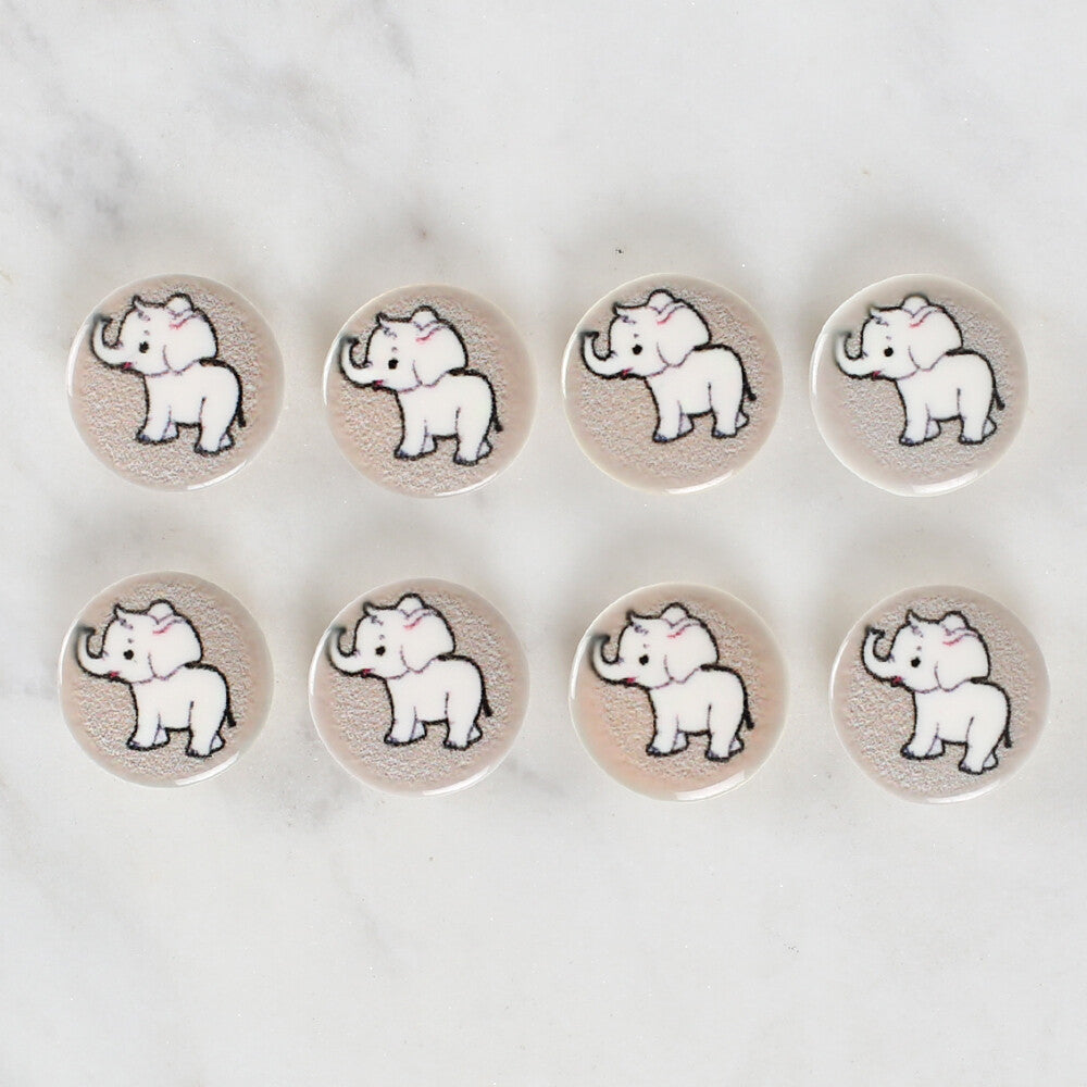 Loren Crafts 8 Pack Elephant Patterned Button - 1047