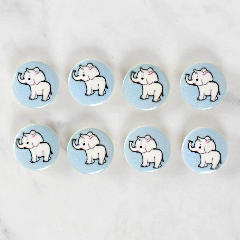 Loren Crafts 8 Pack Elephant Patterned Button - 1048