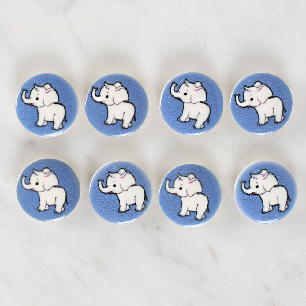 Loren Crafts 8 Pack Elephant Patterned Button - 1049