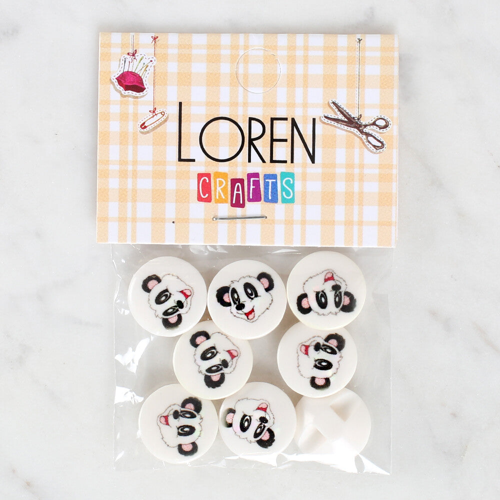 Loren Crafts 8 Pack Panda Patterned Button - 1050