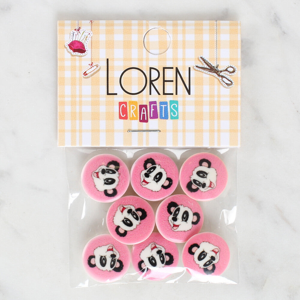 Loren Crafts 8 Pack Panda Patterned Button - 1051