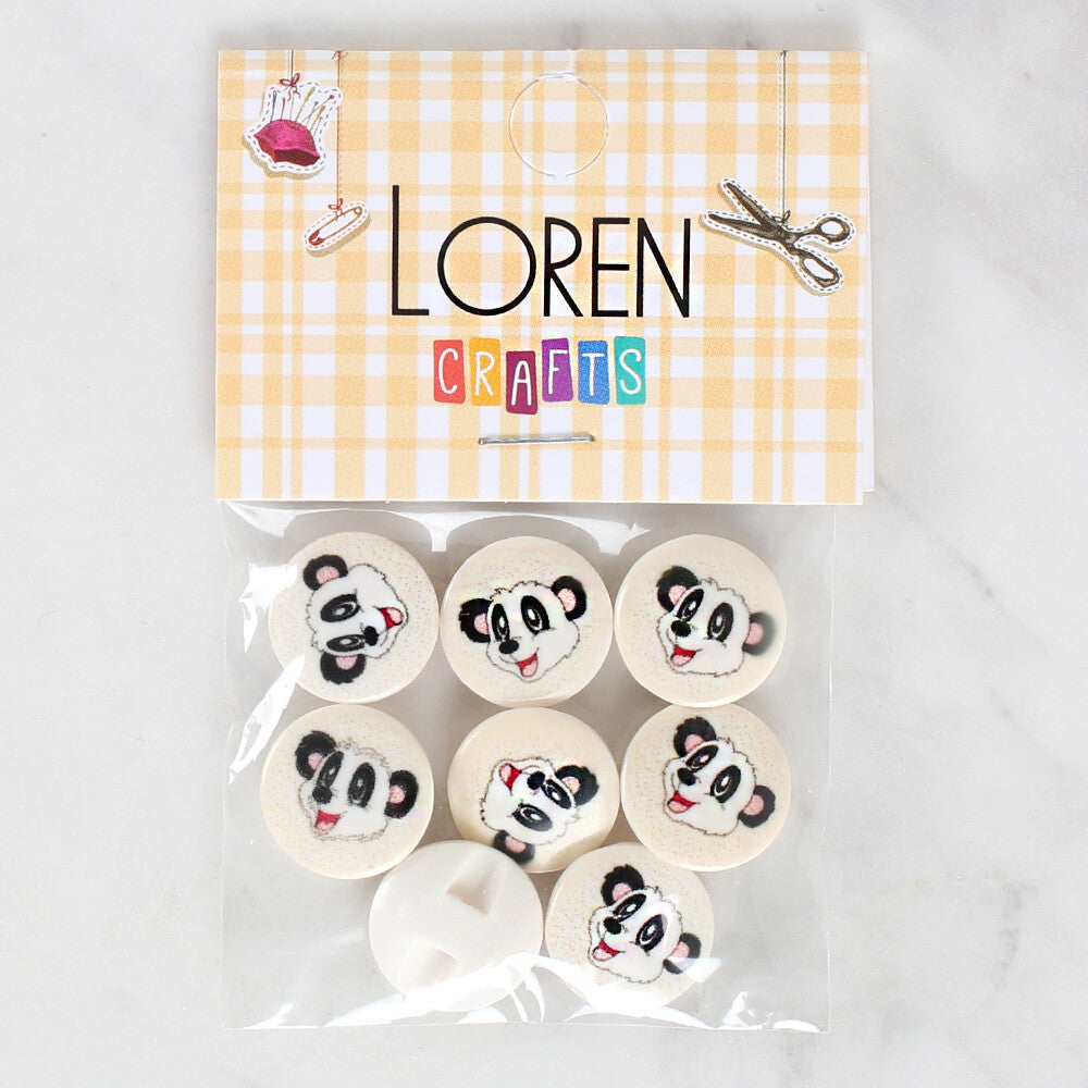 Loren Crafts 8 Pack Panda Patterned Button - 1052