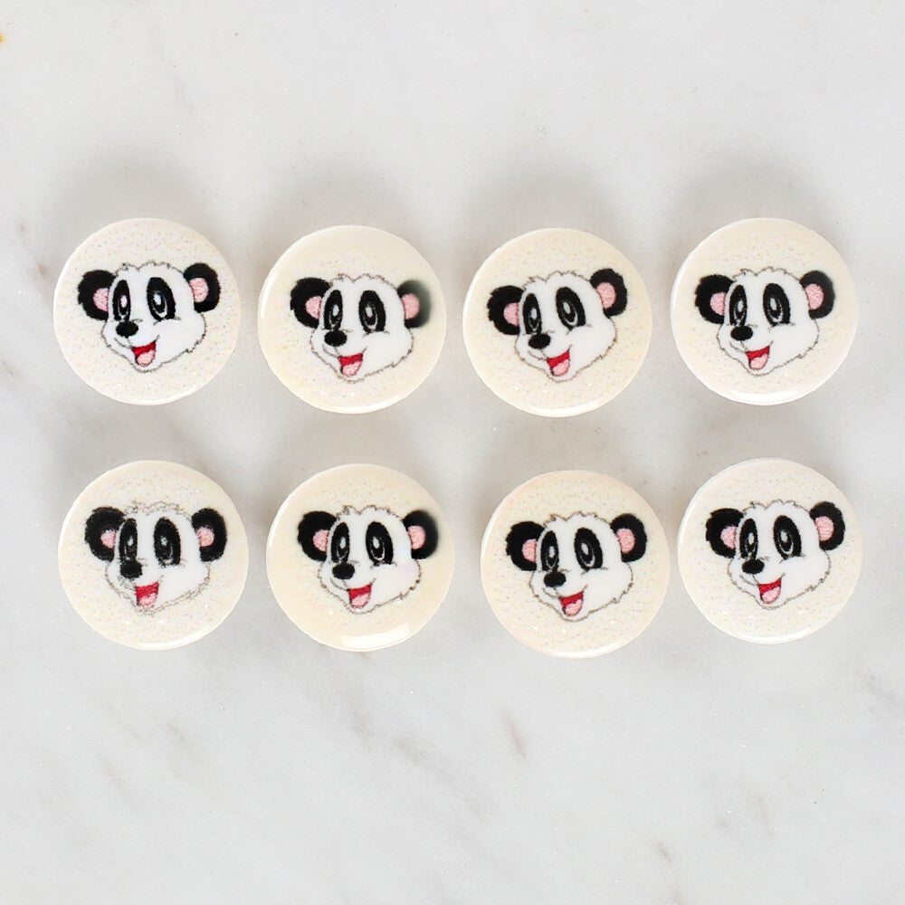 Loren Crafts 8 Pack Panda Patterned Button - 1052