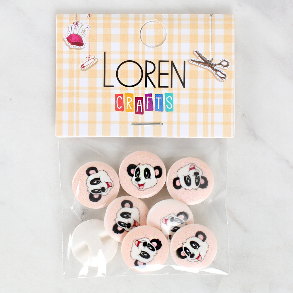 Loren Crafts 8 Pack Panda Patterned Button - 1053