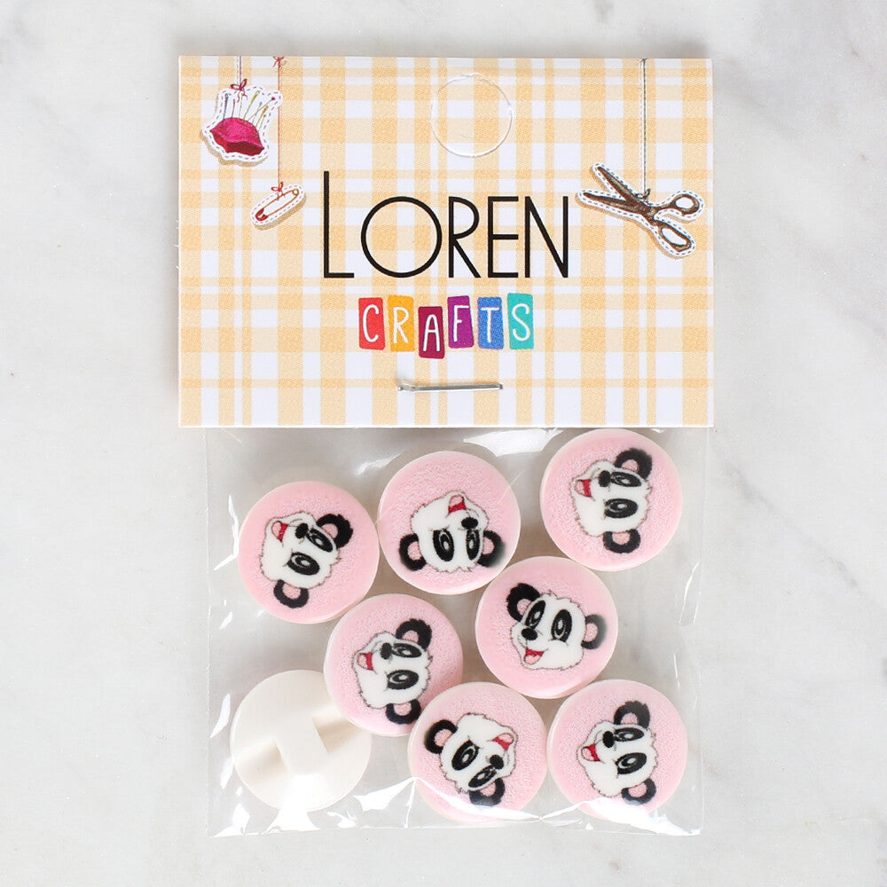 Loren Crafts 8 Pack Panda Patterned Button - 1054