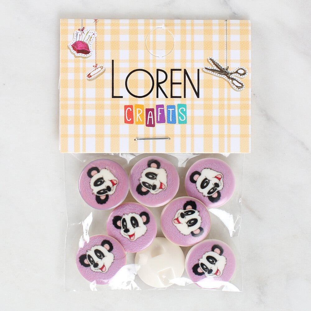 Loren Crafts 8 Pack Panda Patterned Button - 1055