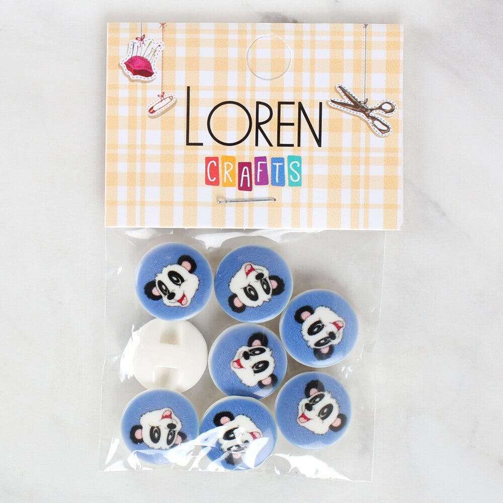 Loren Crafts 8 Pack Panda Patterned Button - 1056