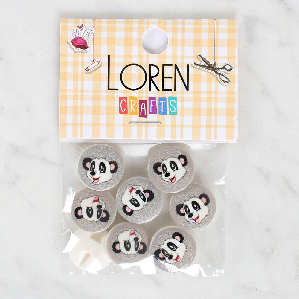 Loren Crafts 8 Pack Panda Patterned Button - 1057