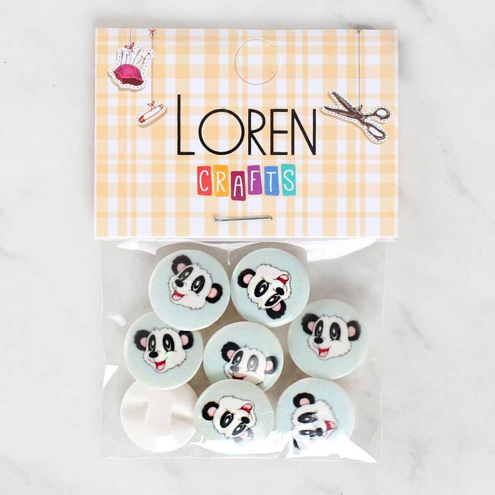 Loren Crafts 8 Pack Panda Patterned Button - 1058