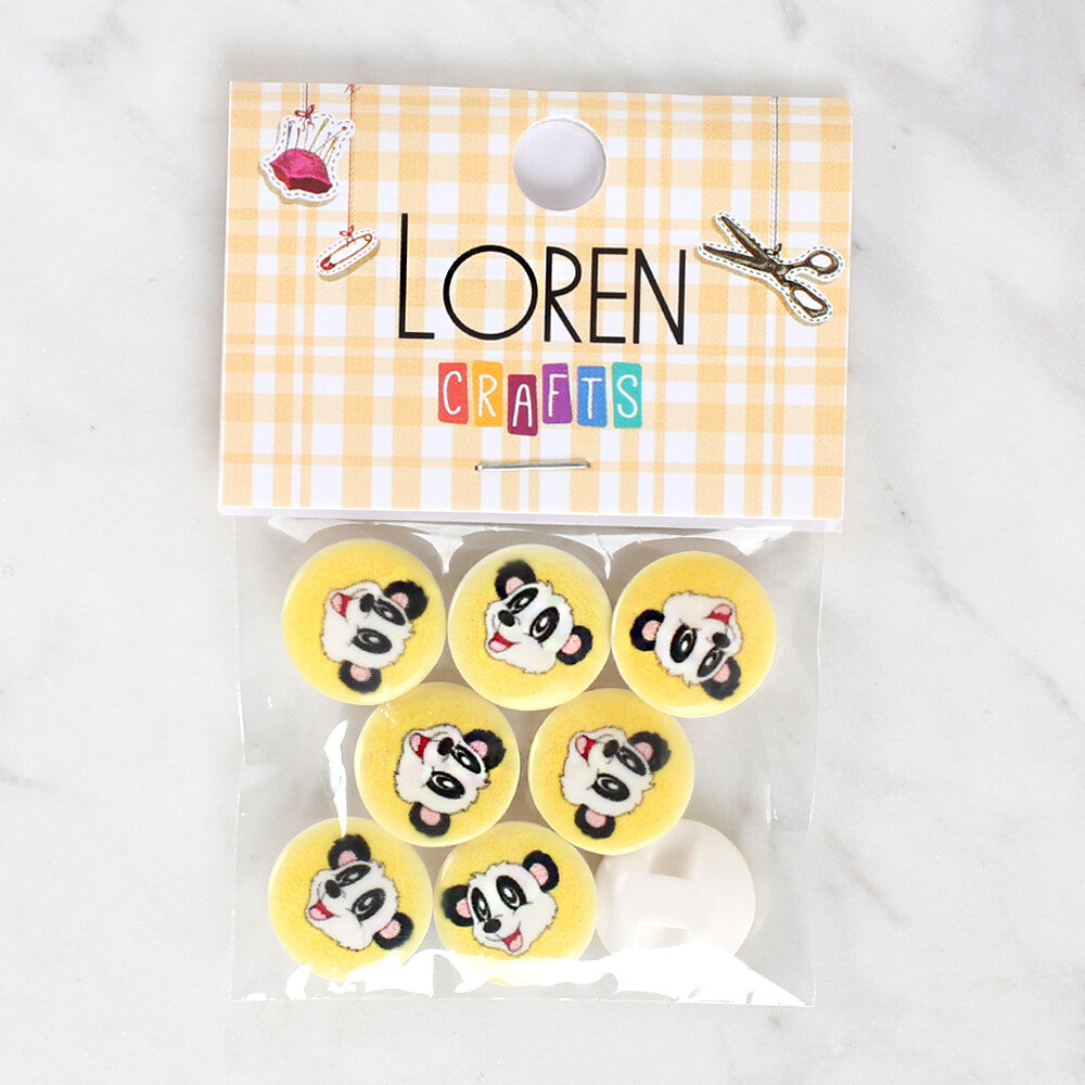 Loren Crafts 8 Pack Panda Patterned Button - 1060