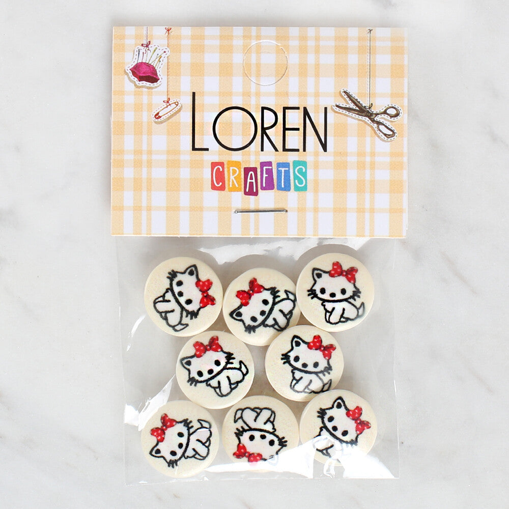 Loren Crafts 8 Pack Cat Patterned Button - 1062