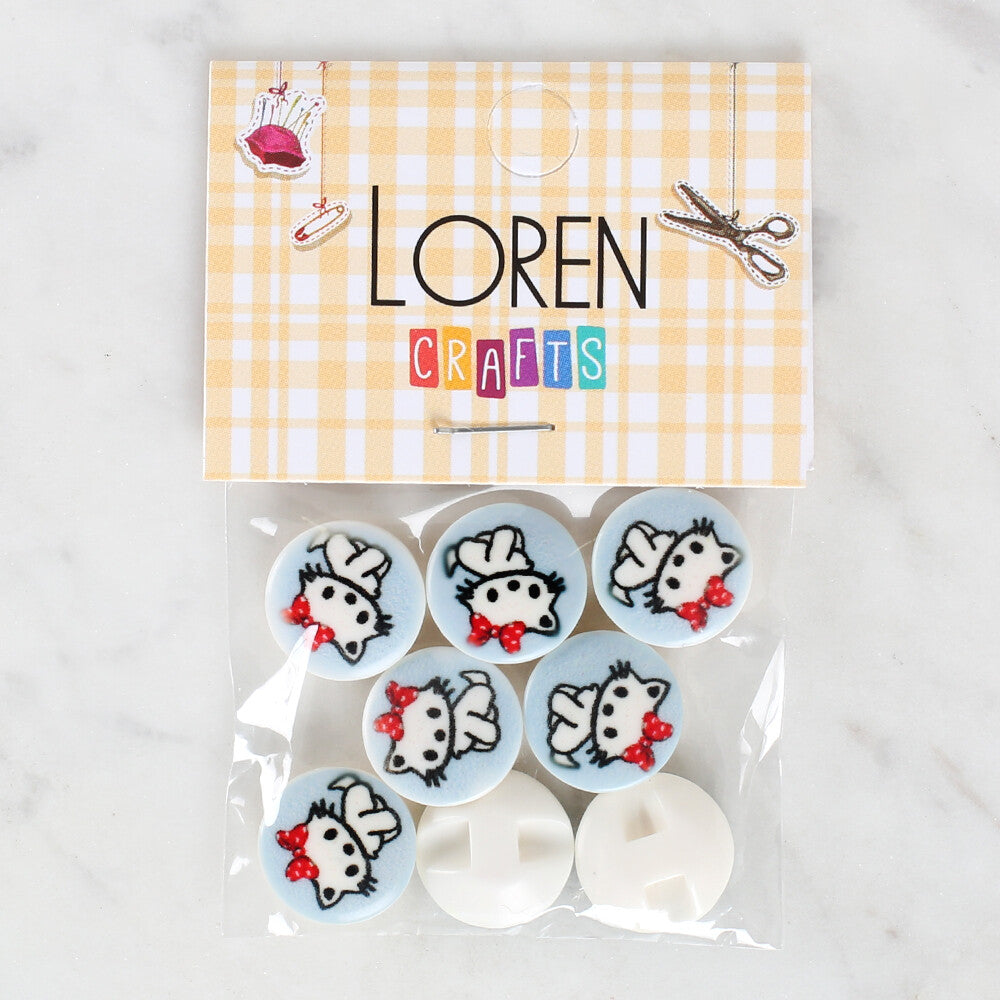 Loren Crafts 8 Pack Cat Patterned Button - 1066