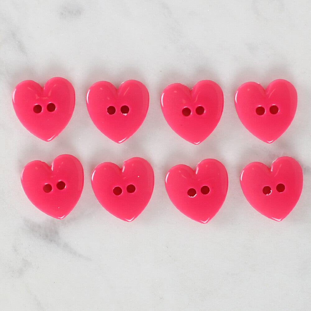 Loren Crafts 8 Pack Heart Shaped Button, Fuchsia - 1074